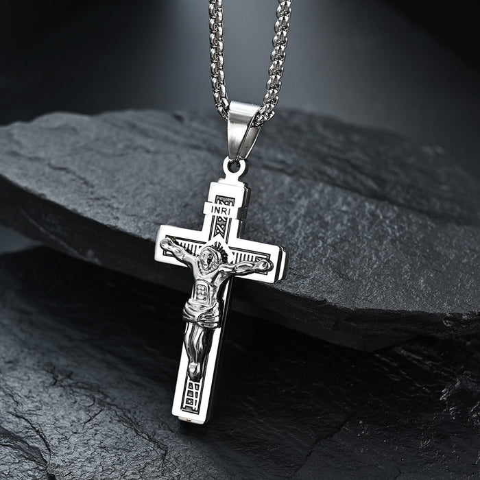 Wholesale Cross Titanium Steel Necklace Men's Personality Wear Matching Accessories JDC-NE-QianF012