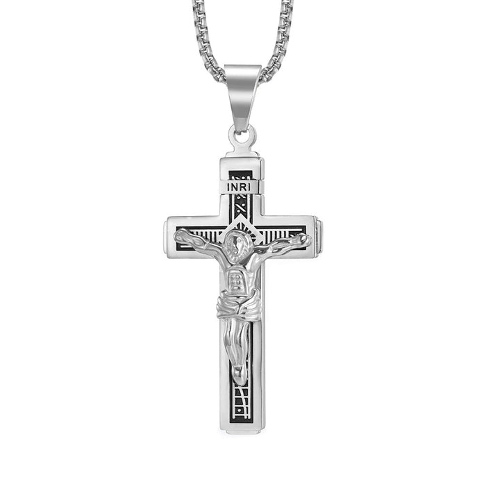 Wholesale Cross Titanium Steel Necklace Men's Personality Wear Matching Accessories JDC-NE-QianF012