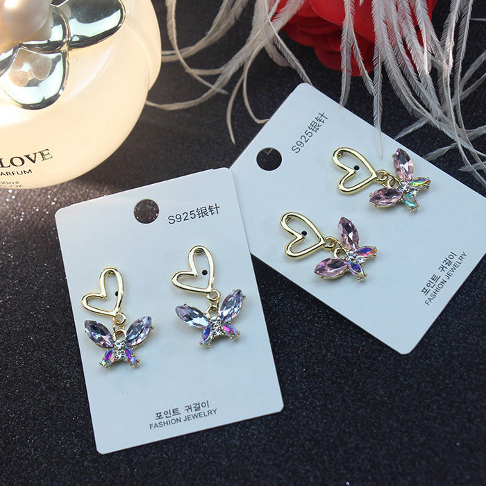 Wholesale pink 925 silver needle earrings MOQ≥3 JDC-ES-jinghy007