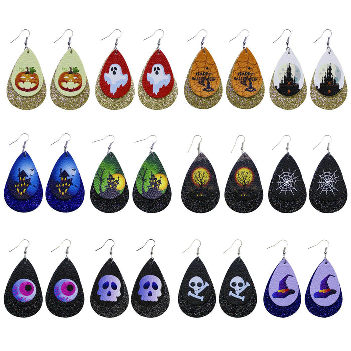 Wholesale Earrings Alloy Leather Droplet Halloween  MOQ≥2 JDC-ES-tianpi014