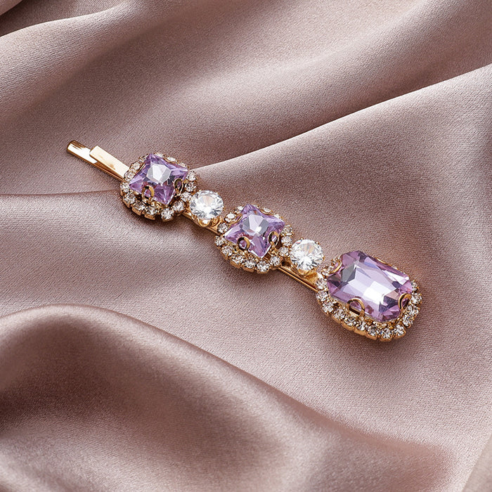 Wholesale Retro Sweet Purple Rhinestone Pearl Hair Clip JDC-HC-MS043