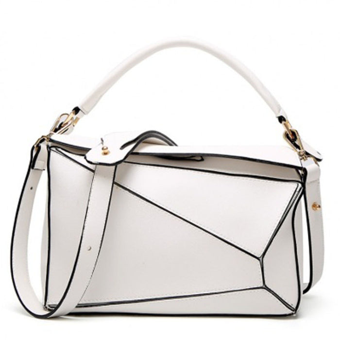 Wholesale Shoulder Bag PU Contrast Color Geometric Diagonal Span JDC-SD-MengYi001