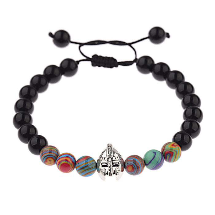 Wholesale energy volcanic stone warrior helmet bracelet stone agate JDC-BT-DuoW014