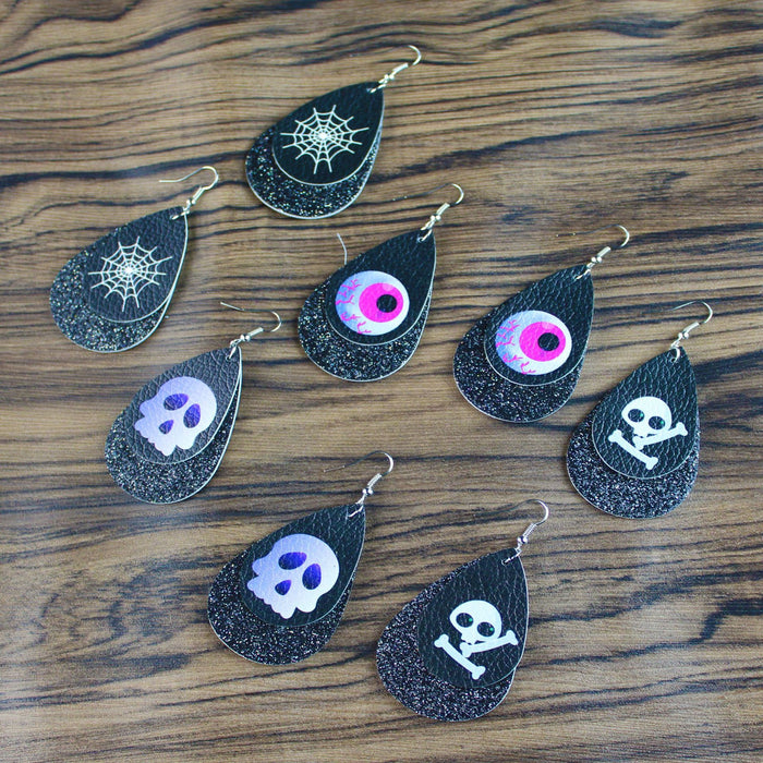 Wholesale Earrings Alloy Leather Droplet Halloween  MOQ≥2 JDC-ES-tianpi014