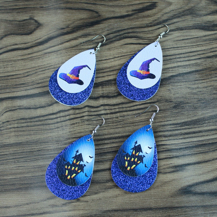 Wholesale Earrings Alloy Leather Droplet Halloween  MOQ≥2 JDC-ES-tianpi014