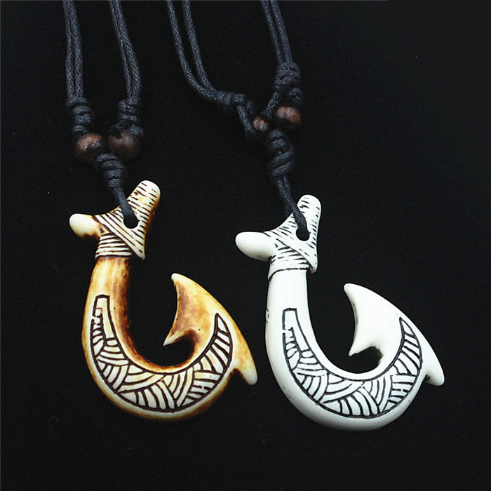 Jewelry WholesaleWholesale Imitation Bone Necklace Ethnic Tribal Style Maori Fish Hook Pendant MOQ≥2 JDC-NE-Shangd010 Necklaces 双德 %variant_option1% %variant_option2% %variant_option3%  Factory Price JoyasDeChina Joyas De China