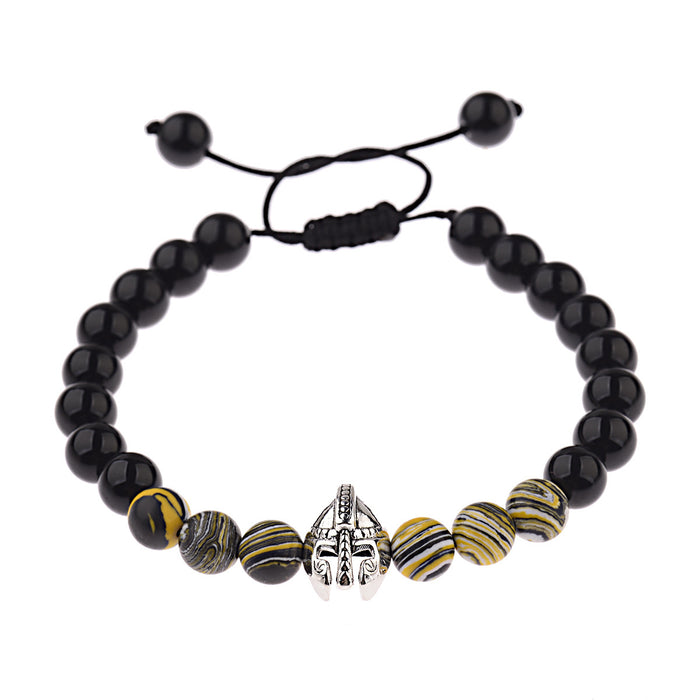 Wholesale energy volcanic stone warrior helmet bracelet stone agate JDC-BT-DuoW014