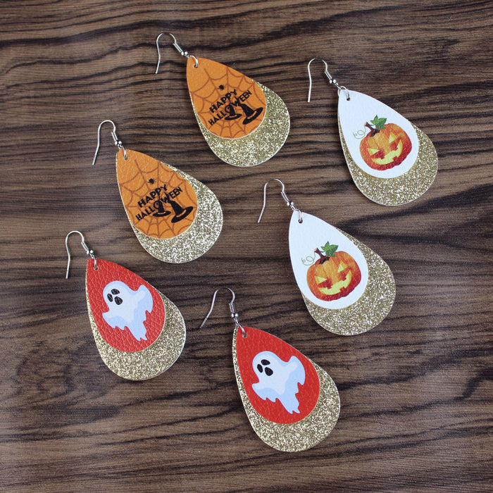 Wholesale Earrings Alloy Leather Droplet Halloween  MOQ≥2 JDC-ES-tianpi014