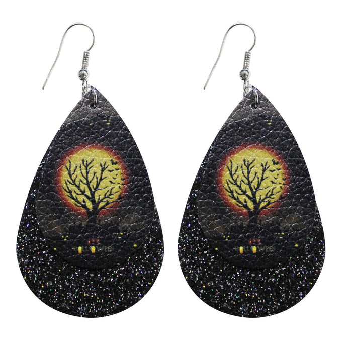 Wholesale Earrings Alloy Leather Droplet Halloween  MOQ≥2 JDC-ES-tianpi014