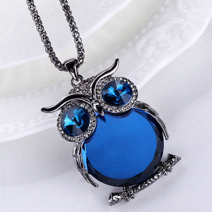 Jewelry WholesaleWholesale Sweater Chain Vintage Owl Long Crystal Necklace Women JDC-NE-YouH001 Necklaces 优鸿 %variant_option1% %variant_option2% %variant_option3%  Factory Price JoyasDeChina Joyas De China