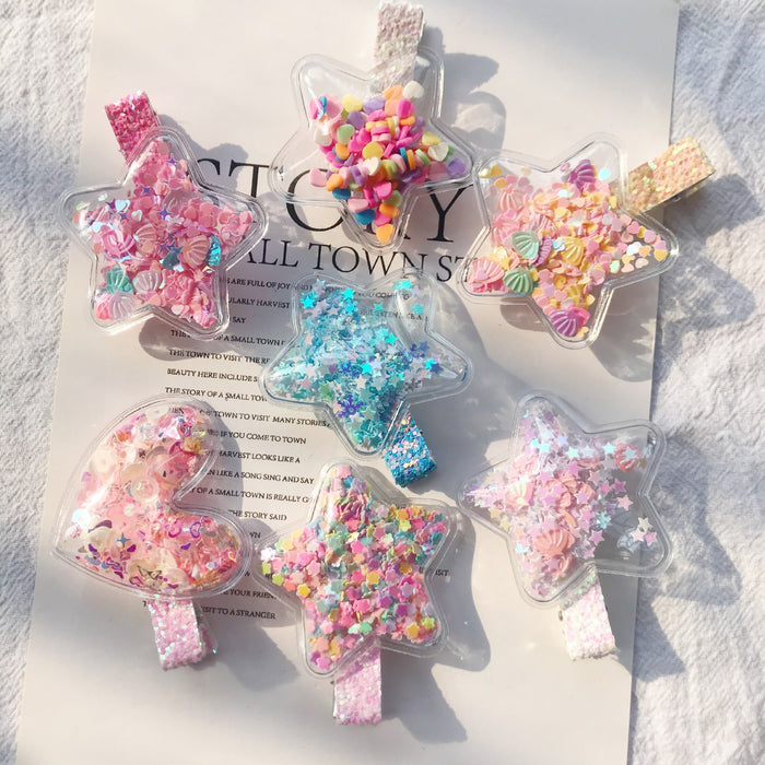 Jewelry WholesaleWholesale color quicksand transparent children's star hairpin JDC-HC-YiT001 Hair Clips 亦桐 %variant_option1% %variant_option2% %variant_option3%  Factory Price JoyasDeChina Joyas De China