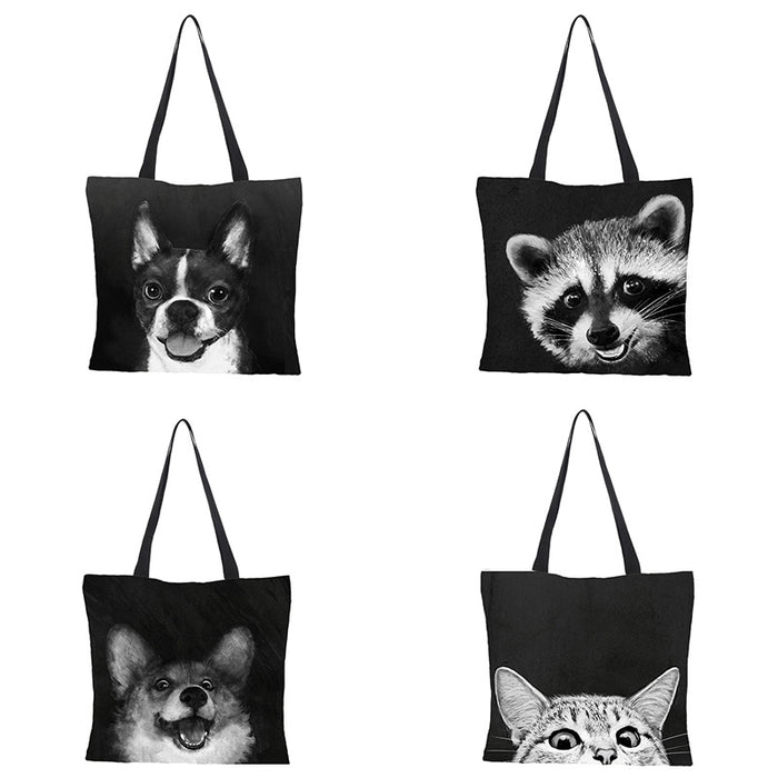 Jewelry WholesaleWholesale oil painting cat printing cotton and linen shopping bags environmental protection JDC-SD-QTu007 Shoulder Bags 仟图 %variant_option1% %variant_option2% %variant_option3%  Factory Price JoyasDeChina Joyas De China