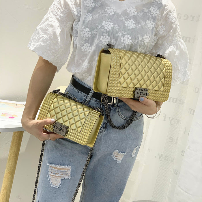 Wholesale Shoulder Bag PVC Rhombus Chain Small Square Bag Diagonal JDC-SD-YBS001