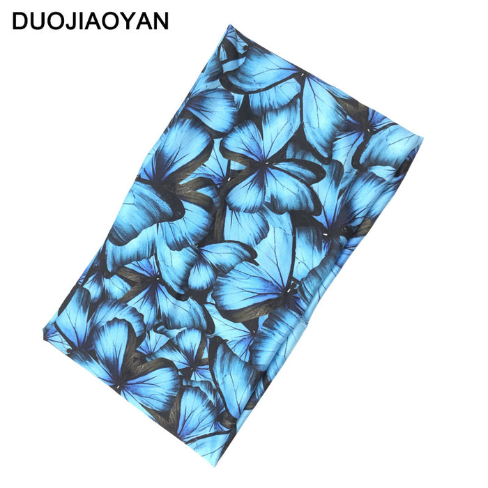 Wholesale Stretch Color Big Butterfly Print Sports Wide Hairband Absorb Sweat MOQ≥3 JDC-HD-Jiaoy004