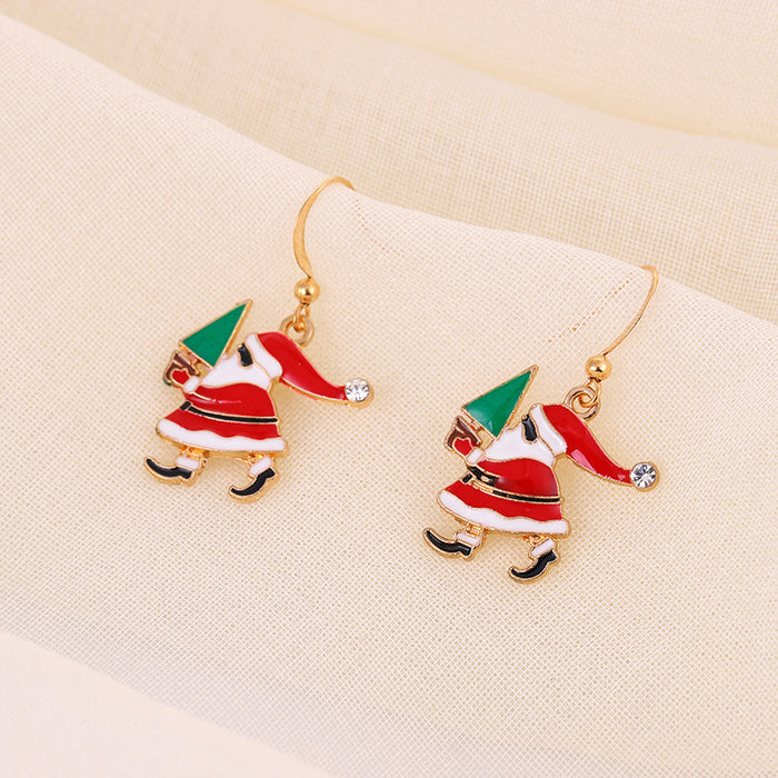 Wholesale Earrings Alloy Enamel Christmas Bell Snowflake Old Man JDC-ES-LongX003