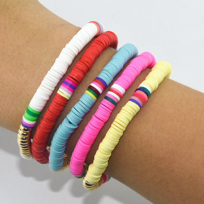 Wholesale Beach Ethnic Bracelet Hand Mixed Color Soft Pottery String Pieces MOQ≥2 JDC-BT-ManS012