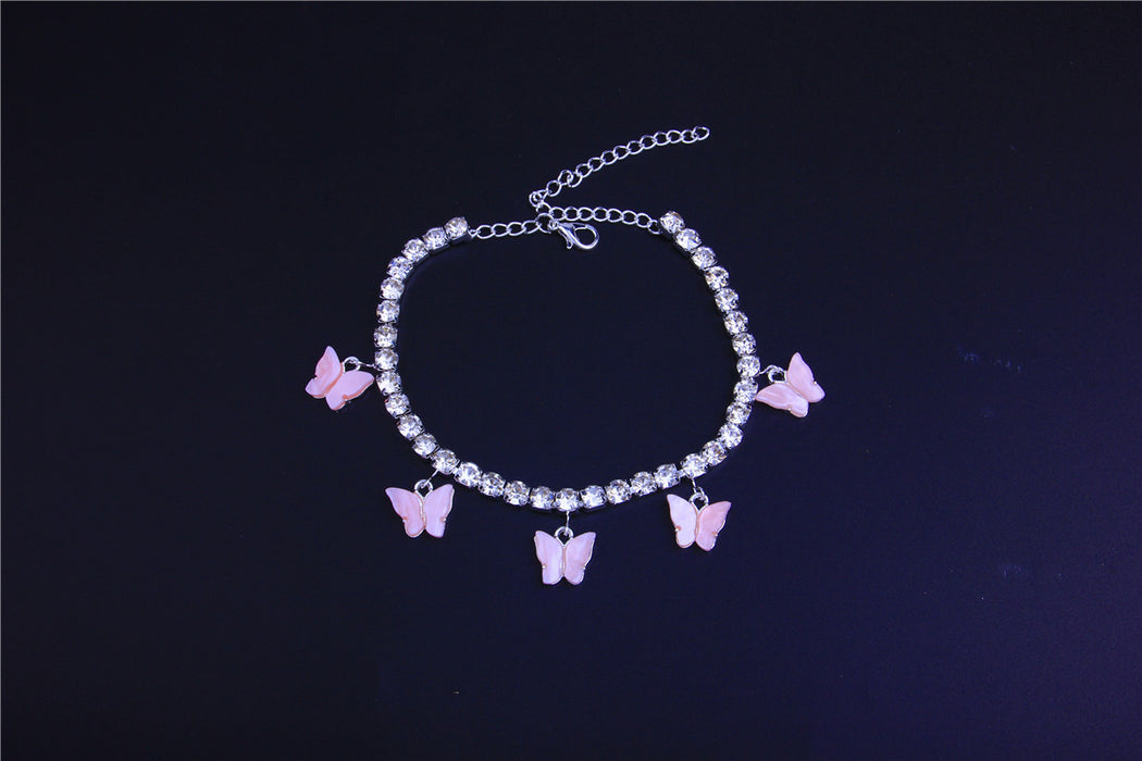 Wholesale Acrylic Rhinestone Anklet Butterfly Beach Vacation Anklet JDC-AS-JLiang003