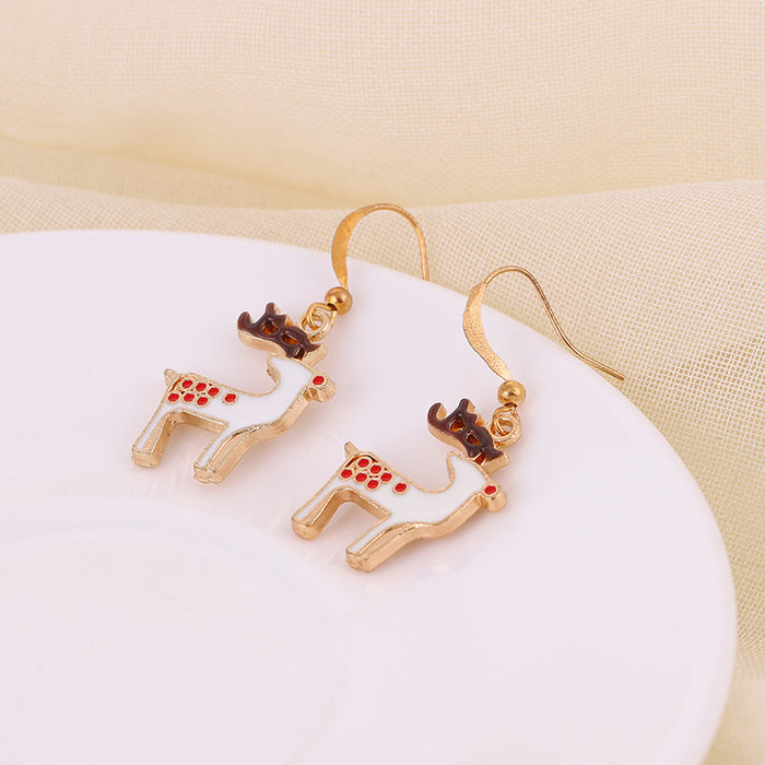 Wholesale Earrings Alloy Enamel Christmas Bell Snowflake Old Man JDC-ES-LongX003