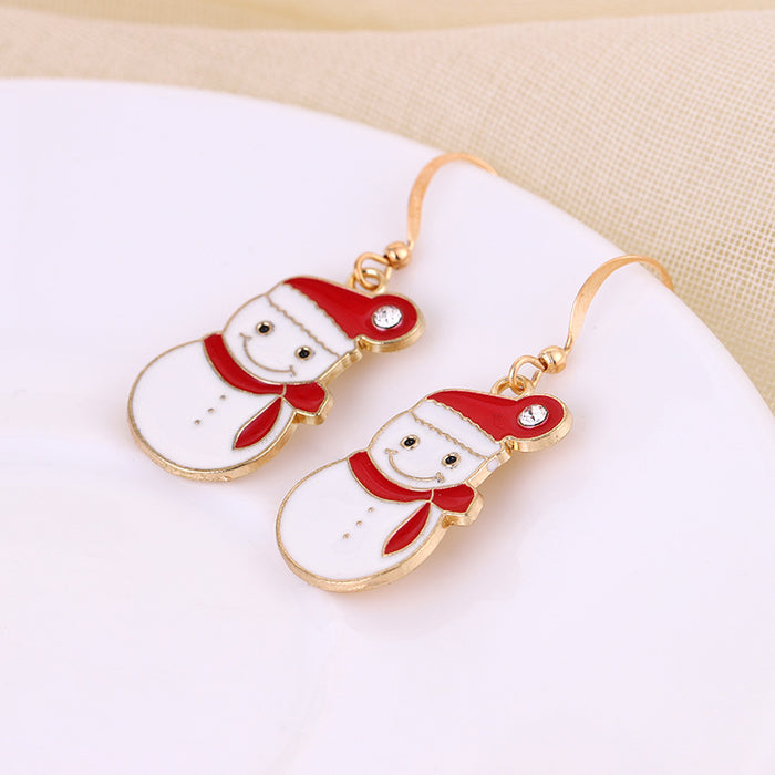 Wholesale Earrings Alloy Enamel Christmas Bell Snowflake Old Man JDC-ES-LongX003