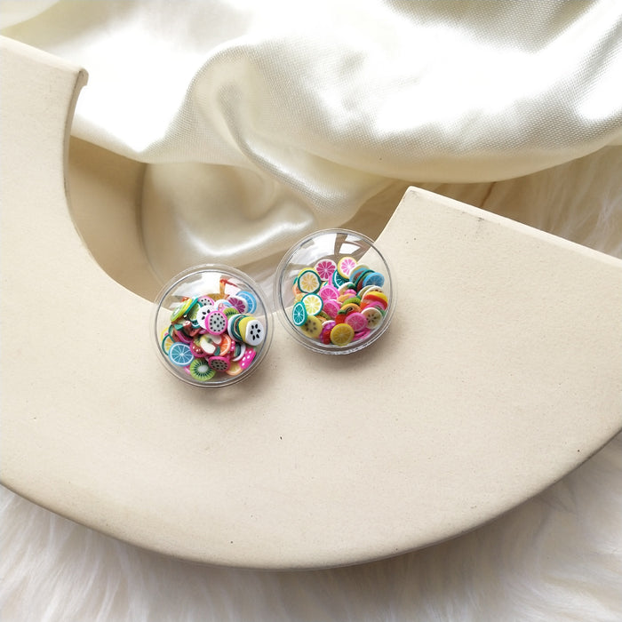 Jewelry WholesaleWholesale s925 silver needle round bubble vacuum soft ceramic fruit vegetable transparent earrings JDC-ES-MiH001 Earrings 米穗 %variant_option1% %variant_option2% %variant_option3%  Factory Price JoyasDeChina Joyas De China