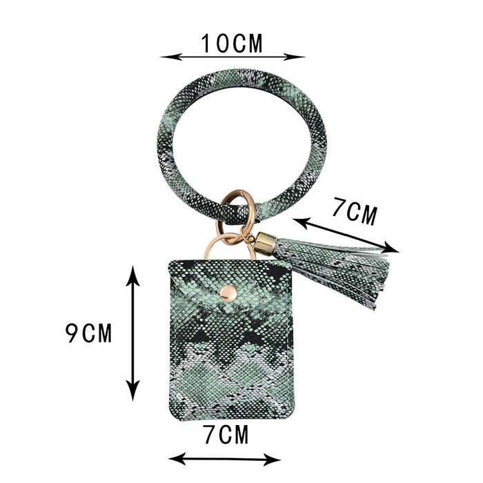 Jewelry WholesaleWholesale PU Bracelet Leather Tassel Snake Print Card Holder Keychain JDC-KC-CaiC001 Keychains 彩澈 %variant_option1% %variant_option2% %variant_option3%  Factory Price JoyasDeChina Joyas De China