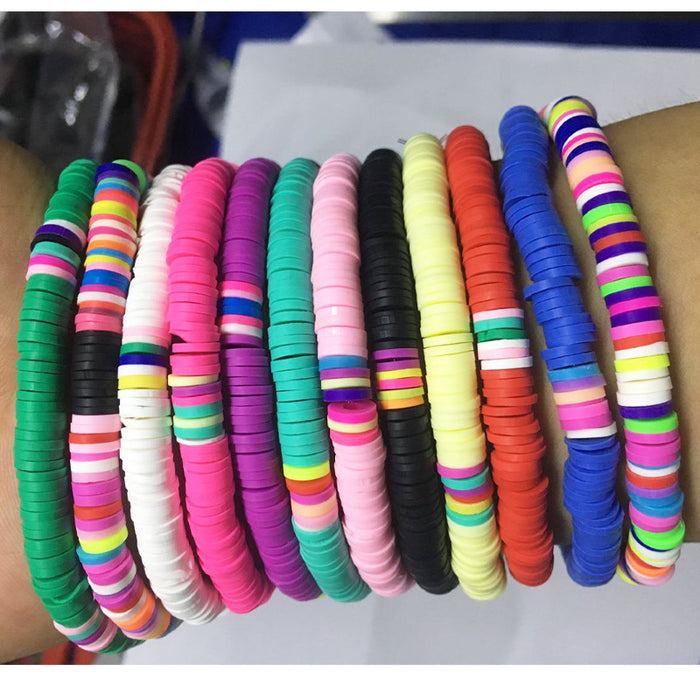 Wholesale Beach Ethnic Bracelet Hand Mixed Color Soft Pottery String Pieces MOQ≥2 JDC-BT-ManS012