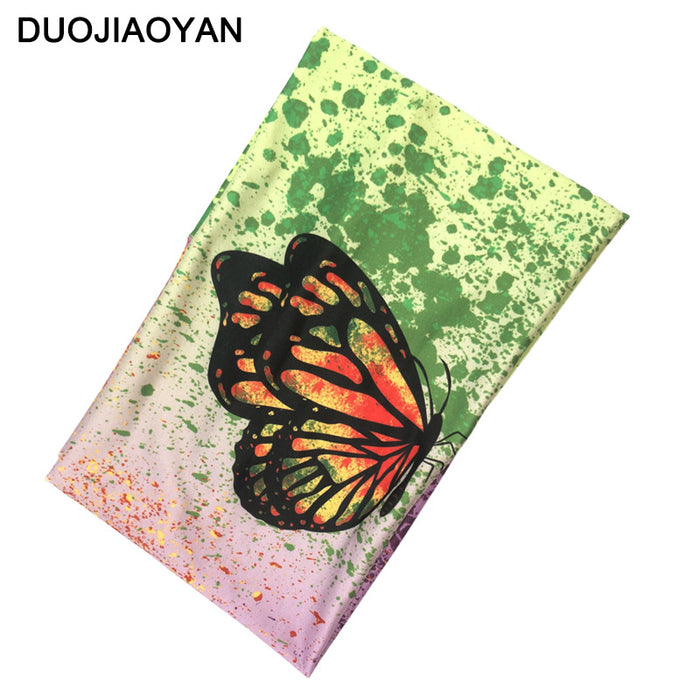 Wholesale Stretch Color Big Butterfly Print Sports Wide Hairband Absorb Sweat MOQ≥3 JDC-HD-Jiaoy004