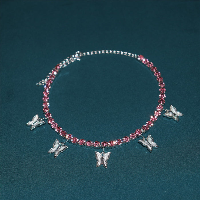 Wholesale temperament zircon encrypted claw chain beach butterfly anklet women MOQ≥2 JDC-AS-NiC004