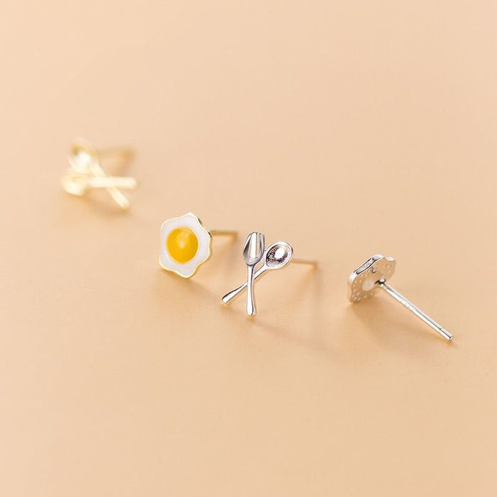 Wholesale Earring Silver Cute Poached Egg Stud Earrings JDC-ES-Congz041