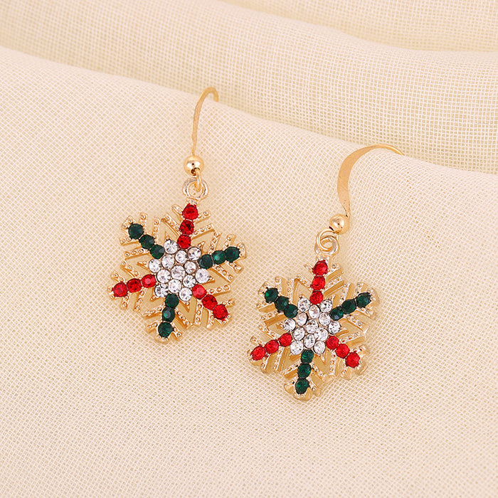 Wholesale Earrings Alloy Enamel Christmas Bell Snowflake Old Man JDC-ES-LongX003