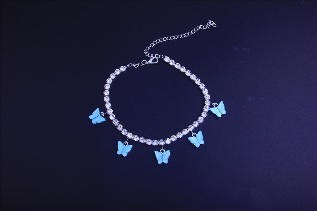 Wholesale Acrylic Rhinestone Anklet Butterfly Beach Vacation Anklet JDC-AS-JLiang003