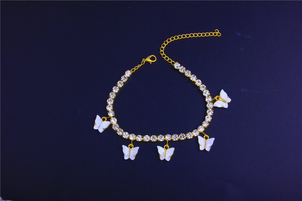 Wholesale Acrylic Rhinestone Anklet Butterfly Beach Vacation Anklet JDC-AS-JLiang003