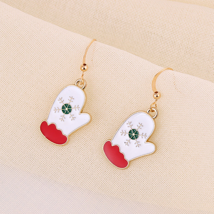 Wholesale Earrings Alloy Enamel Christmas Bell Snowflake Old Man JDC-ES-LongX003