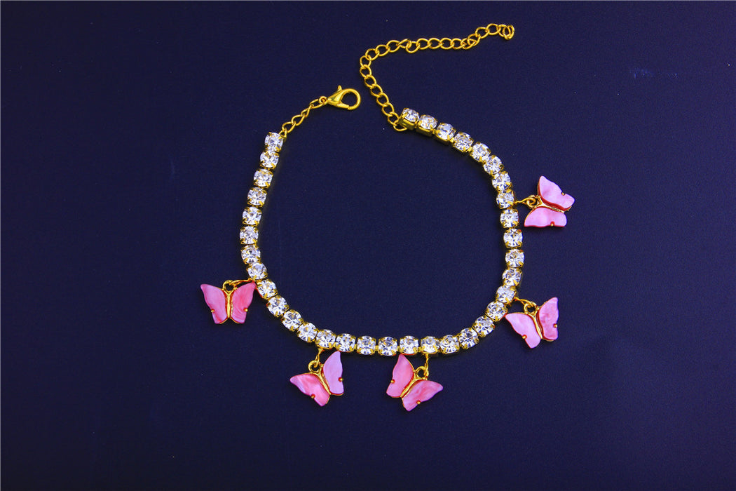 Wholesale Acrylic Rhinestone Anklet Butterfly Beach Vacation Anklet JDC-AS-JLiang003