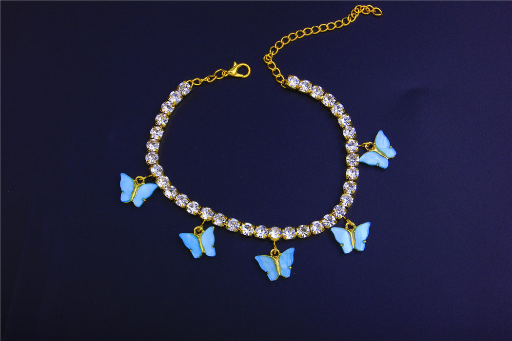 Wholesale Acrylic Rhinestone Anklet Butterfly Beach Vacation Anklet JDC-AS-JLiang003