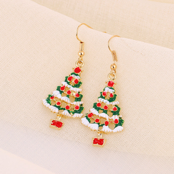 Wholesale Earrings Alloy Enamel Christmas Bell Snowflake Old Man JDC-ES-LongX003