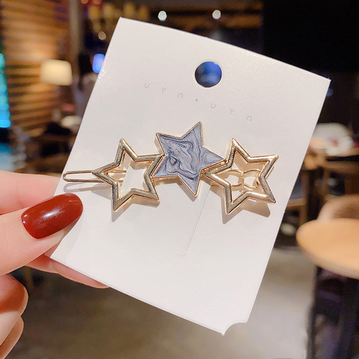 Wholesale small fresh drop oil star geometric fashion simple hair clip JDC-HC-Hankou003