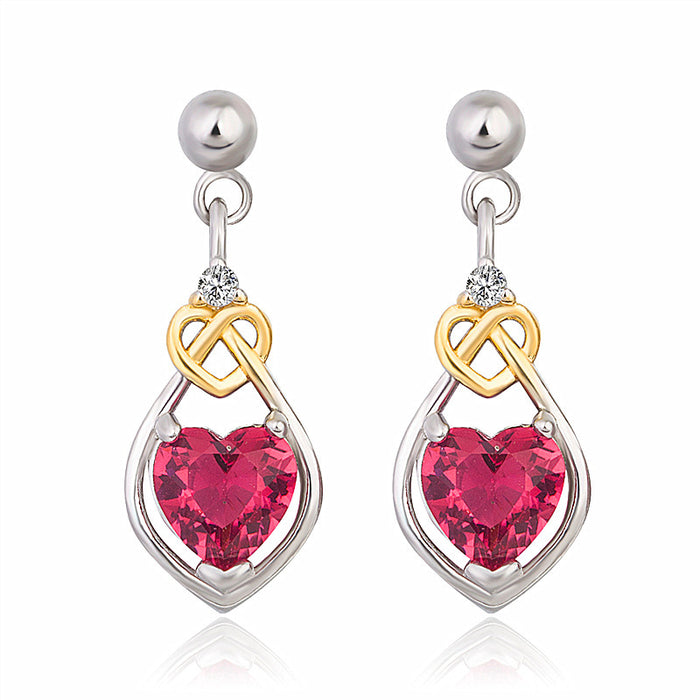 Wholesale Ruby Heart Stud Earrings JDC-ES-DSL003