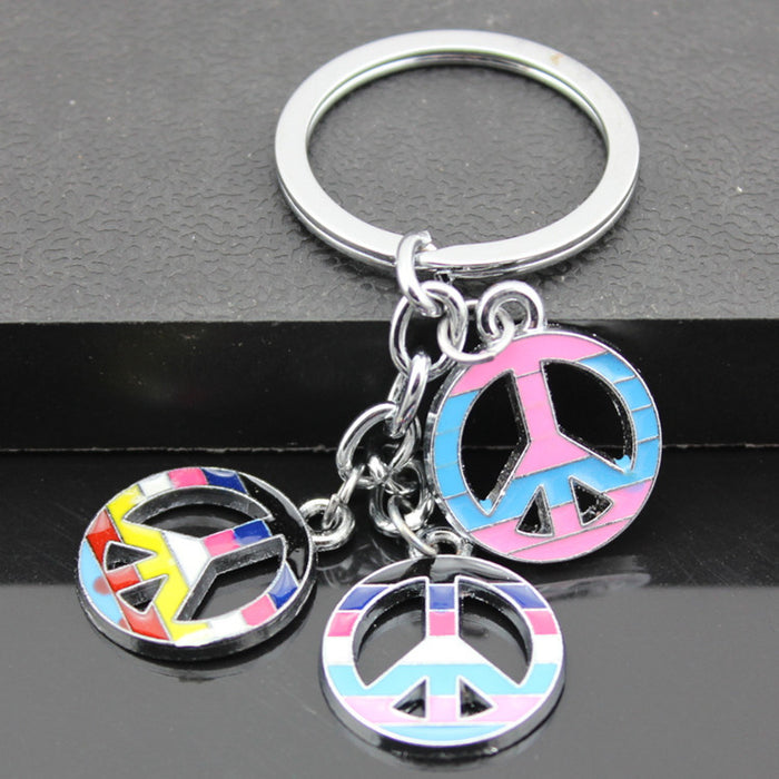 Wholesale Color Peace Sign Alloy Keychain MOQ≥3 JDC-KC-Shuangd001