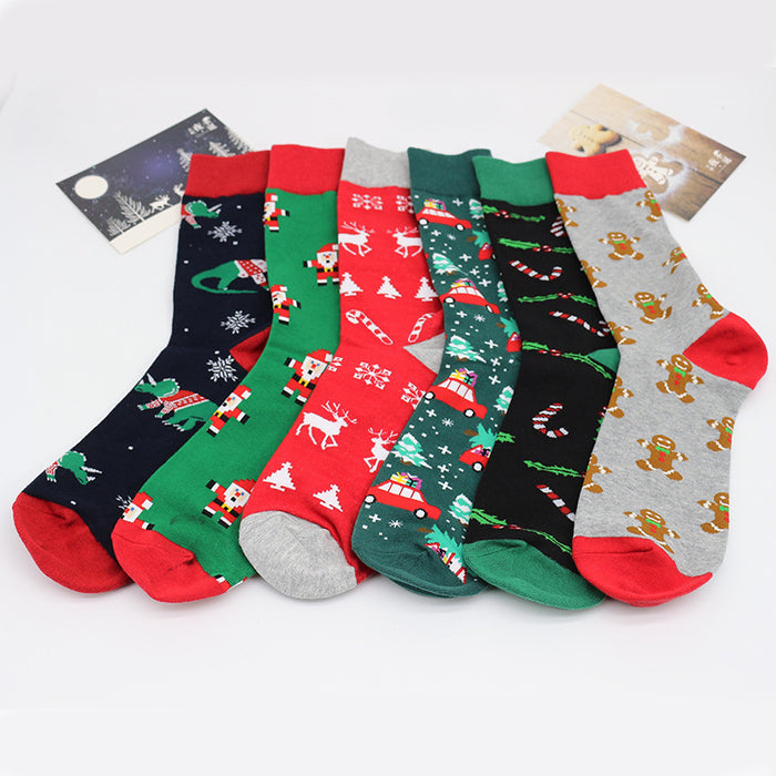 Wholesale Sock Cotton Mid Cylinder Christmas MOQ≥3 JDC-SK-ShuiH001