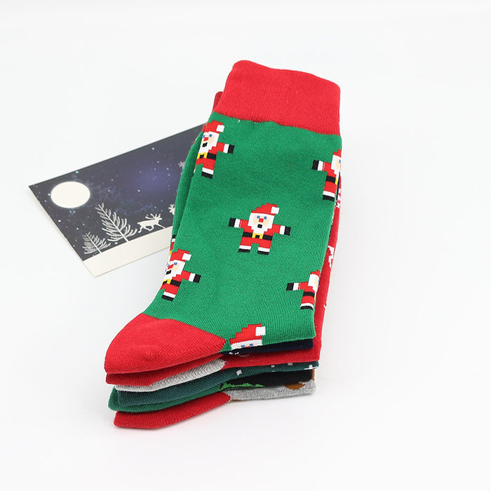 Wholesale Sock Cotton Mid Cylinder Christmas MOQ≥3 JDC-SK-ShuiH001