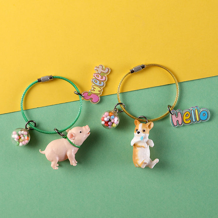 Wholesale Keychain Metal Cute Cartoon Dog MOQ≥2 JDC-KC-CYa011