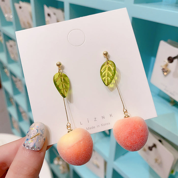 Jewelry WholesaleWholesale peach earrings sweet fruit earrings s925 silver needle JDC-ES-HanK012 Earrings 韩蔻 %variant_option1% %variant_option2% %variant_option3%  Factory Price JoyasDeChina Joyas De China