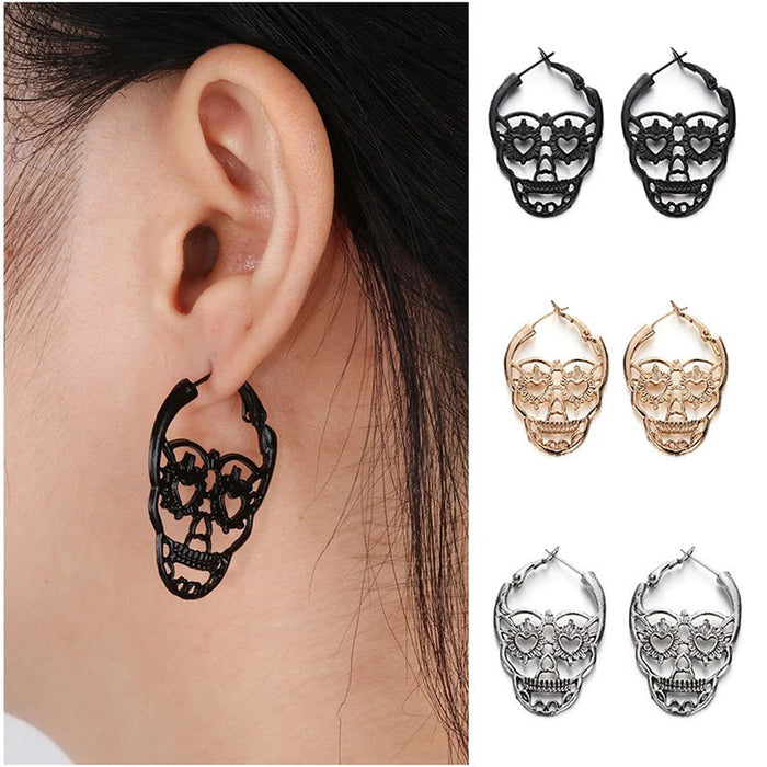 Wholesale Alloy Vintage Skull Hollow Earrings MOQ≥2 JDC-ES-fusu002