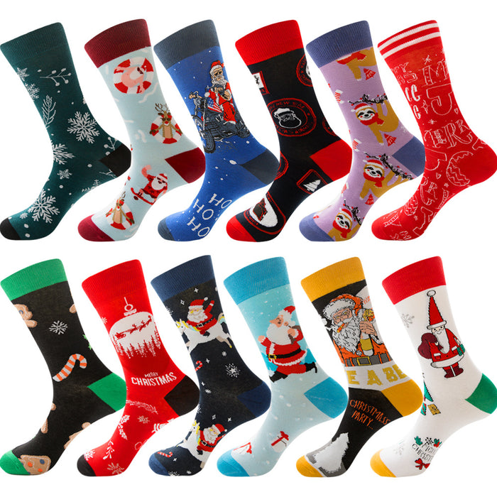 Wholesale Sock Cotton Long Tube Printed Christmas Series Sports Sweat Absorbent Breathable JDC-SK-ZhuoQi006