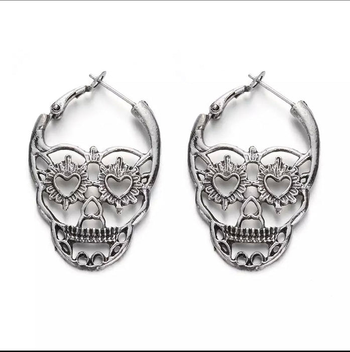 Wholesale Alloy Vintage Skull Hollow Earrings MOQ≥2 JDC-ES-fusu002