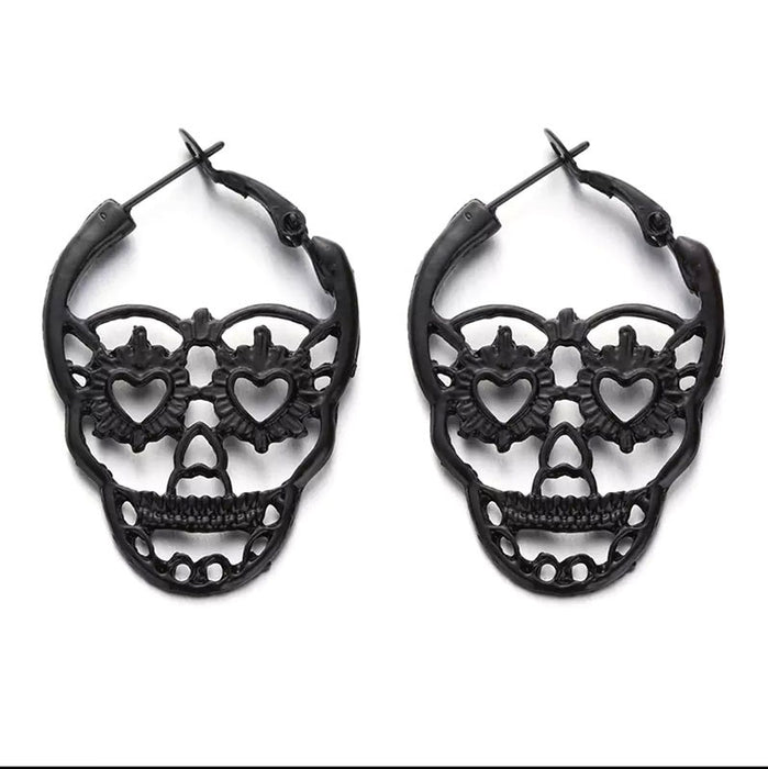 Wholesale Alloy Vintage Skull Hollow Earrings MOQ≥2 JDC-ES-fusu002