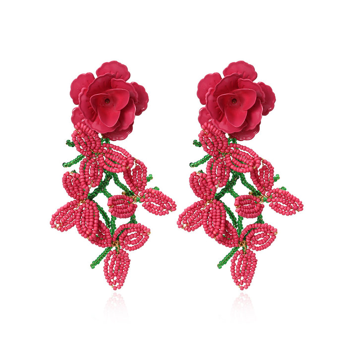 Jewelry WholesaleWholesale hand-woven rice bead flower tassel earrings JDC-ES-MY256 Earrings 曼茵 %variant_option1% %variant_option2% %variant_option3%  Factory Price JoyasDeChina Joyas De China