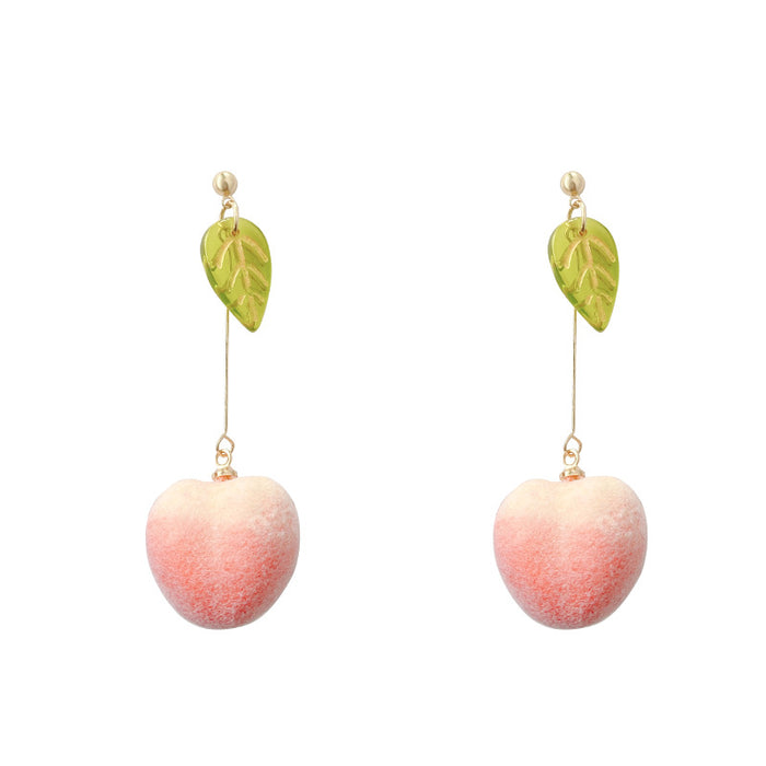 Jewelry WholesaleWholesale peach earrings sweet fruit earrings s925 silver needle JDC-ES-HanK012 Earrings 韩蔻 %variant_option1% %variant_option2% %variant_option3%  Factory Price JoyasDeChina Joyas De China