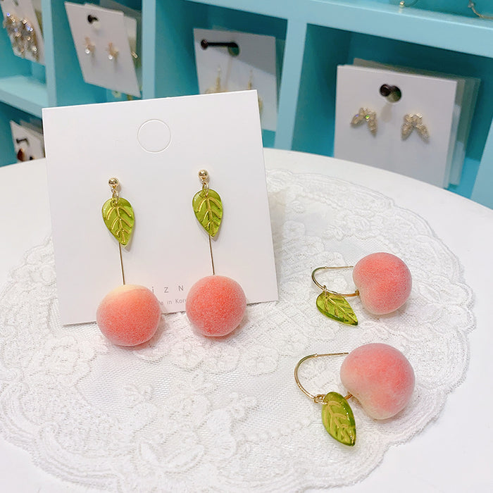 Jewelry WholesaleWholesale peach earrings sweet fruit earrings s925 silver needle JDC-ES-HanK012 Earrings 韩蔻 %variant_option1% %variant_option2% %variant_option3%  Factory Price JoyasDeChina Joyas De China